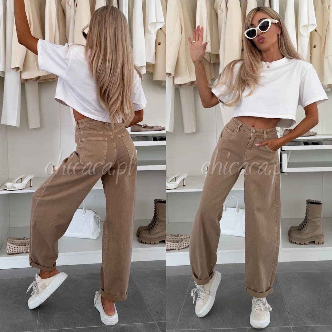 SPODNIE JEANSOWE BALLOON ARIUS BEŻOWE