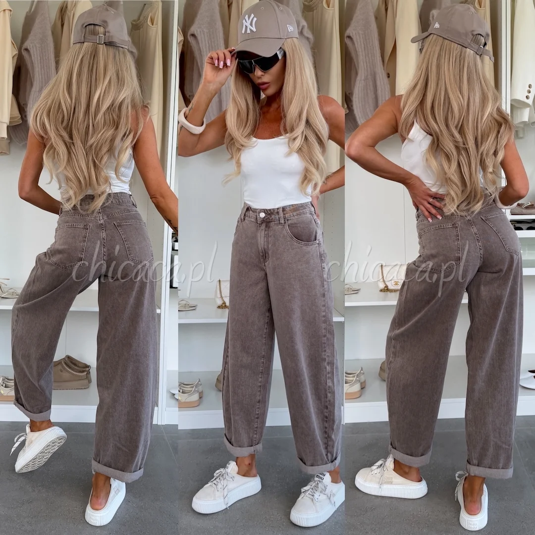 SPODNIE JEANSOWE BALLOON VIVIANA BRĄZOWE