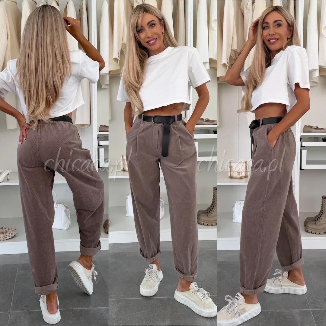 SPODNIE SZTRUKSOWE Z PASKIEM PHIL FANGO