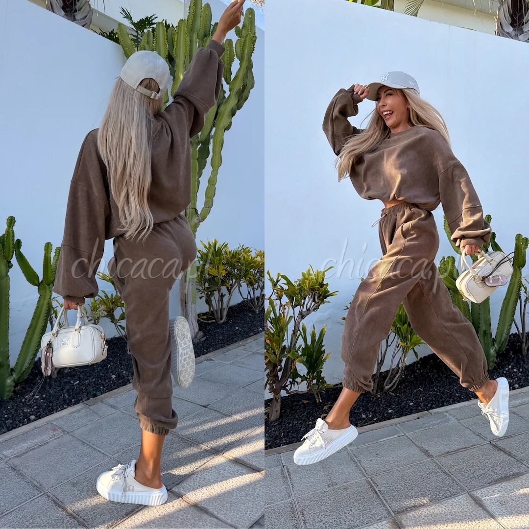 KOMPLET Z BAWEŁNĄ INEZ CIEMNA MOKKA