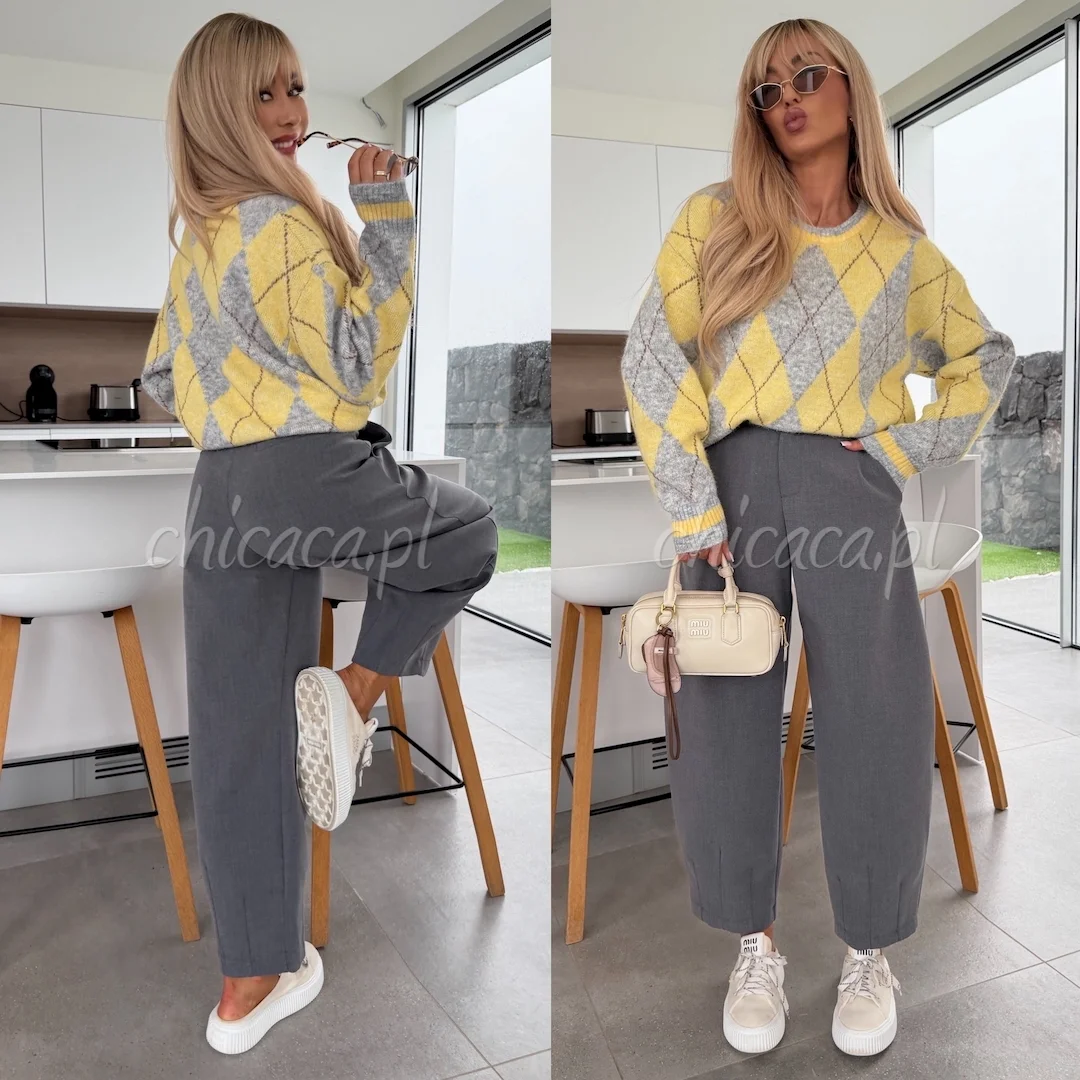 SPODNIE Z WISKOZĄ LEO SZARE