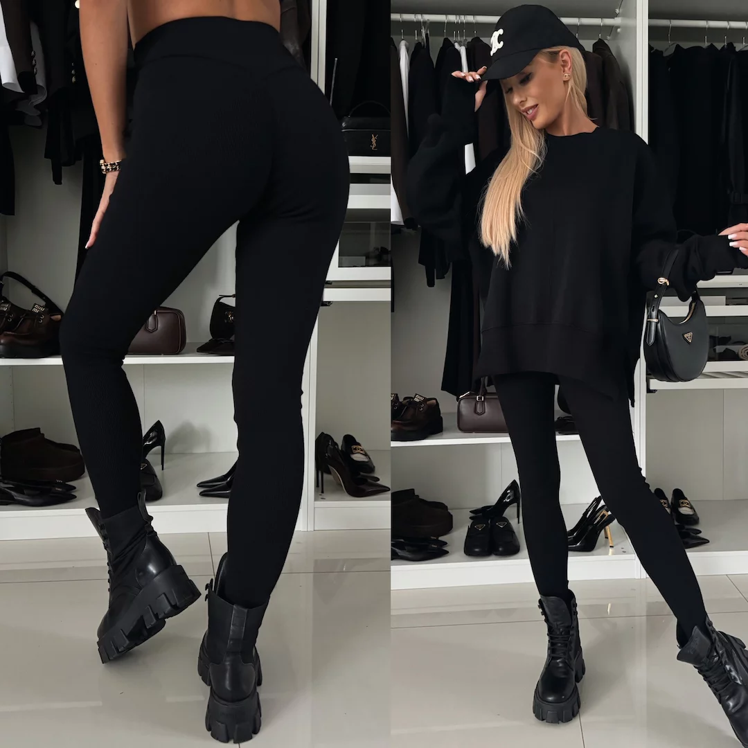 LEGGINSY Z BAWEŁNĄ PROVE ME CZARNE