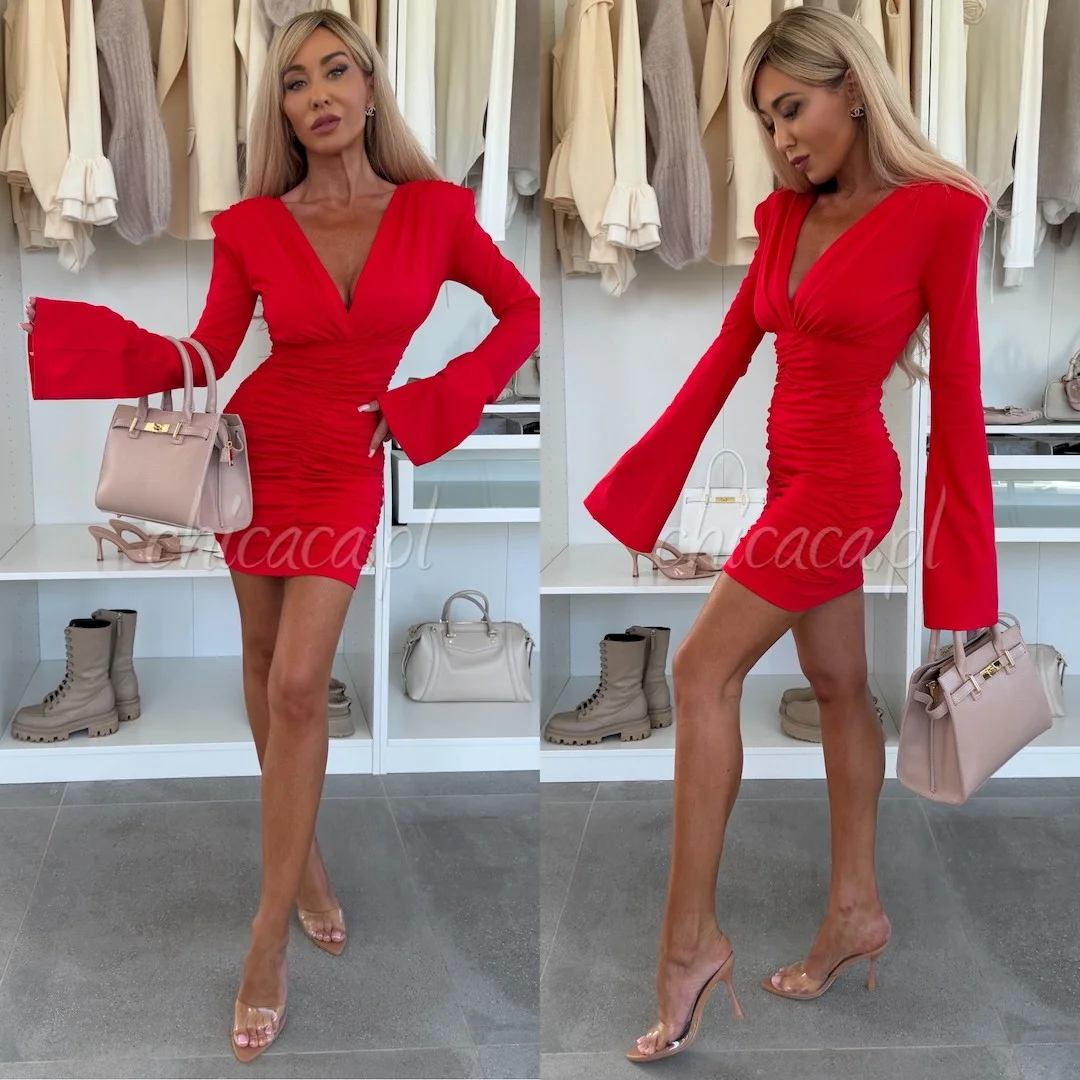 SUKIENKA MINI Z WISKOZĄ IVETA CZERWONA