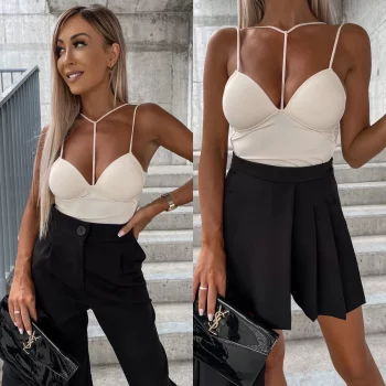 TOP GORSETOWY CHOKER LADY KREMOWY