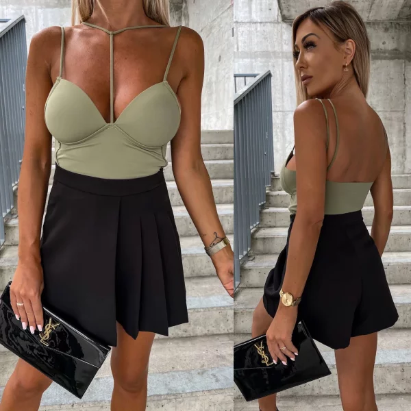 TOP GORSETOWY CHOKER LADY KHAKI