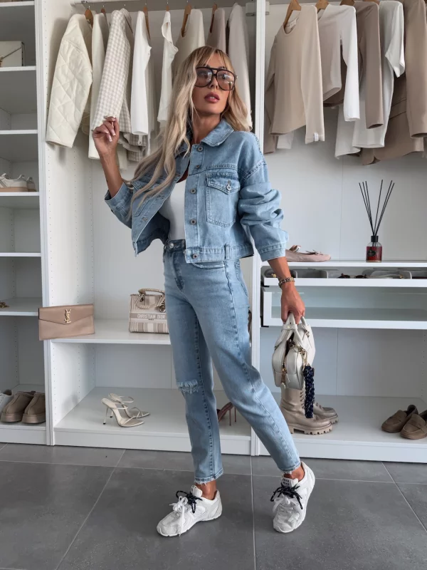 SPODNIE JEANSOWE MOM FIT NERISO NIEBIESKIE Ubrania, obuwie oraz