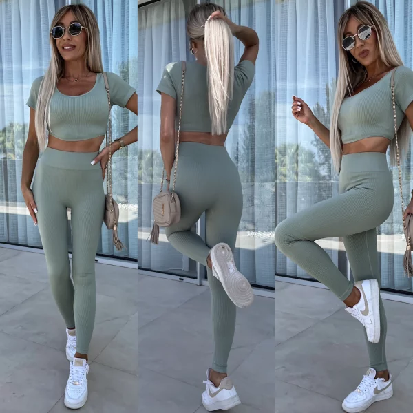 KOMPLET GYM QUEEN SHORT SLEEVE MATCHA | Ubrania, obuwie oraz dodatki ...