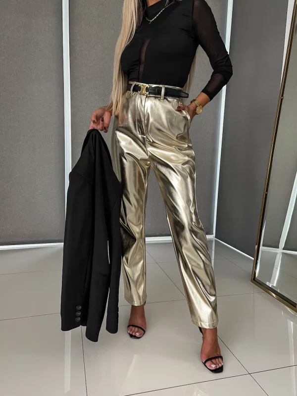 SPODNIE METALLIC SHINE GOLD | Ubrania, obuwie oraz dodatki dla kobiet