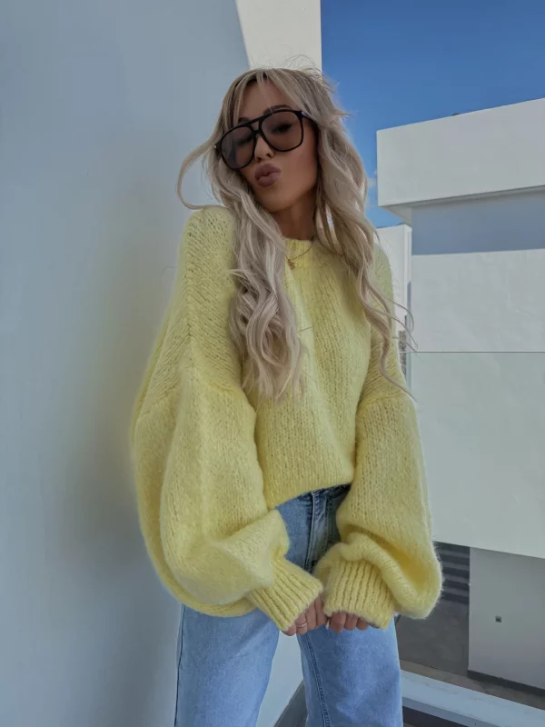 SWETER Z WEŁNĄ LIFE ENERGY CYTRYNOWY | Ubrania, obuwie oraz dodatki dla  kobiet